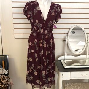 Max Studio Burgundy Floral Dress